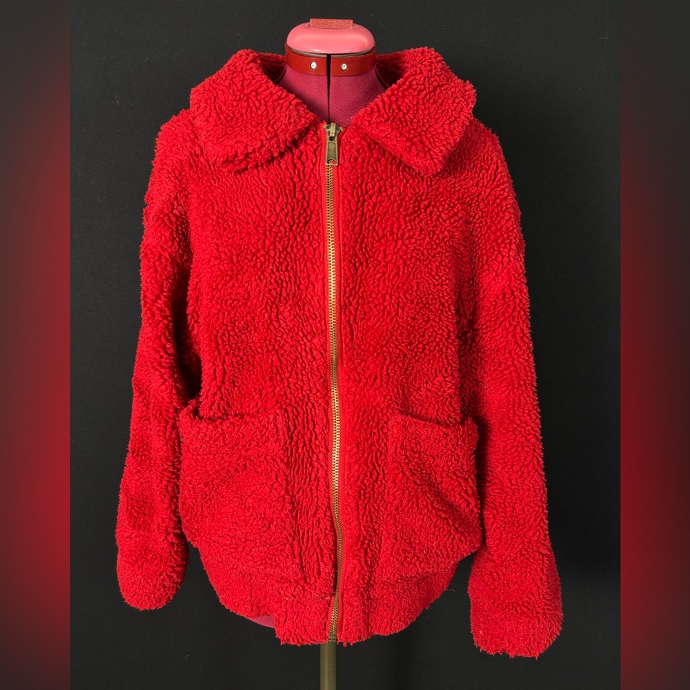 Garage Vibrant Red 2017 Fuzzy Teddy Bear Jacket